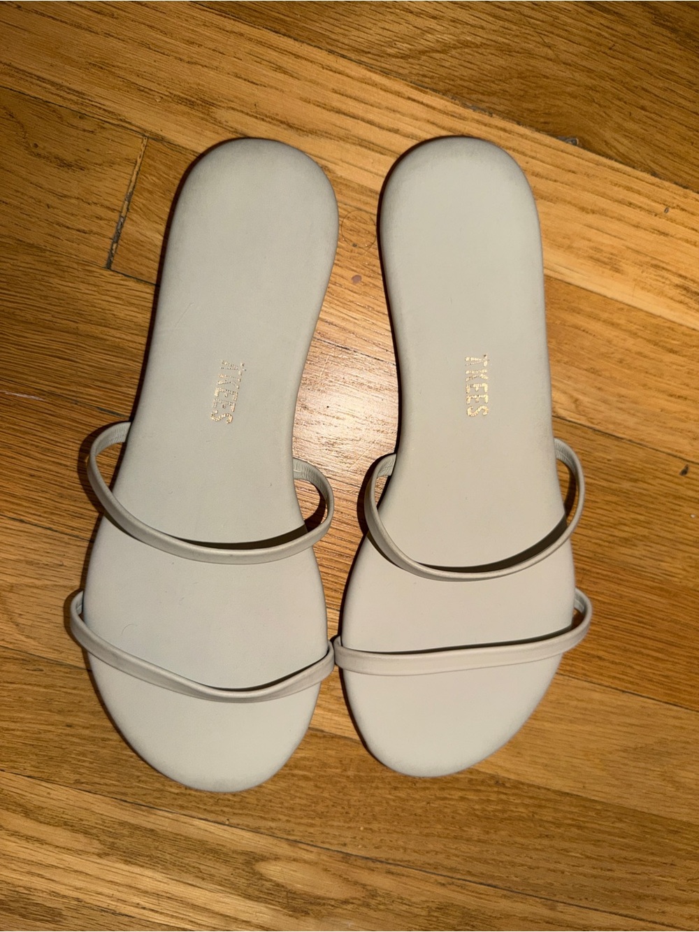 TKEES Slim Double-Strap Slide Sandals - Cream